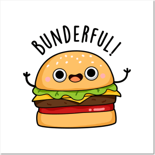 Bunderful Cute Burger Bun Pun Posters and Art